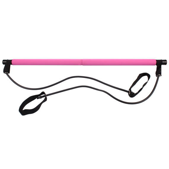 Pilates Sticks posilovací tyč s gumou růžová